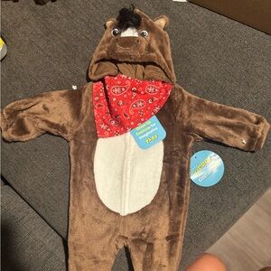 Brown Horse Costume Onesie with Red Bandana